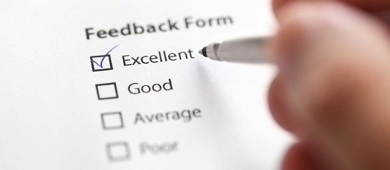 Feedback form filled with satisfaction