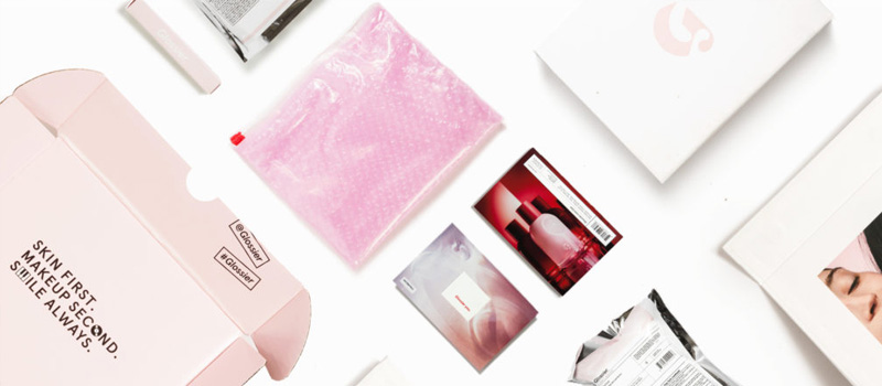 glossier printed box and label products