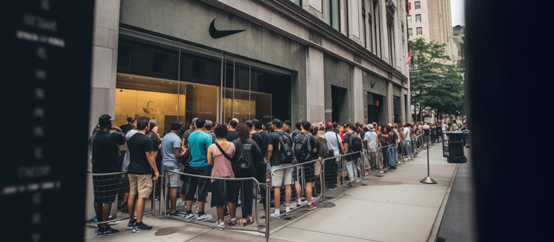 crowd in front of nike store